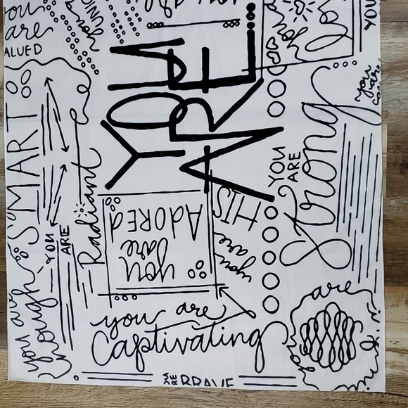 Positive Affirmation Black And White Fabric Wall Hanging 38in X 27in - Picture 2 of 3